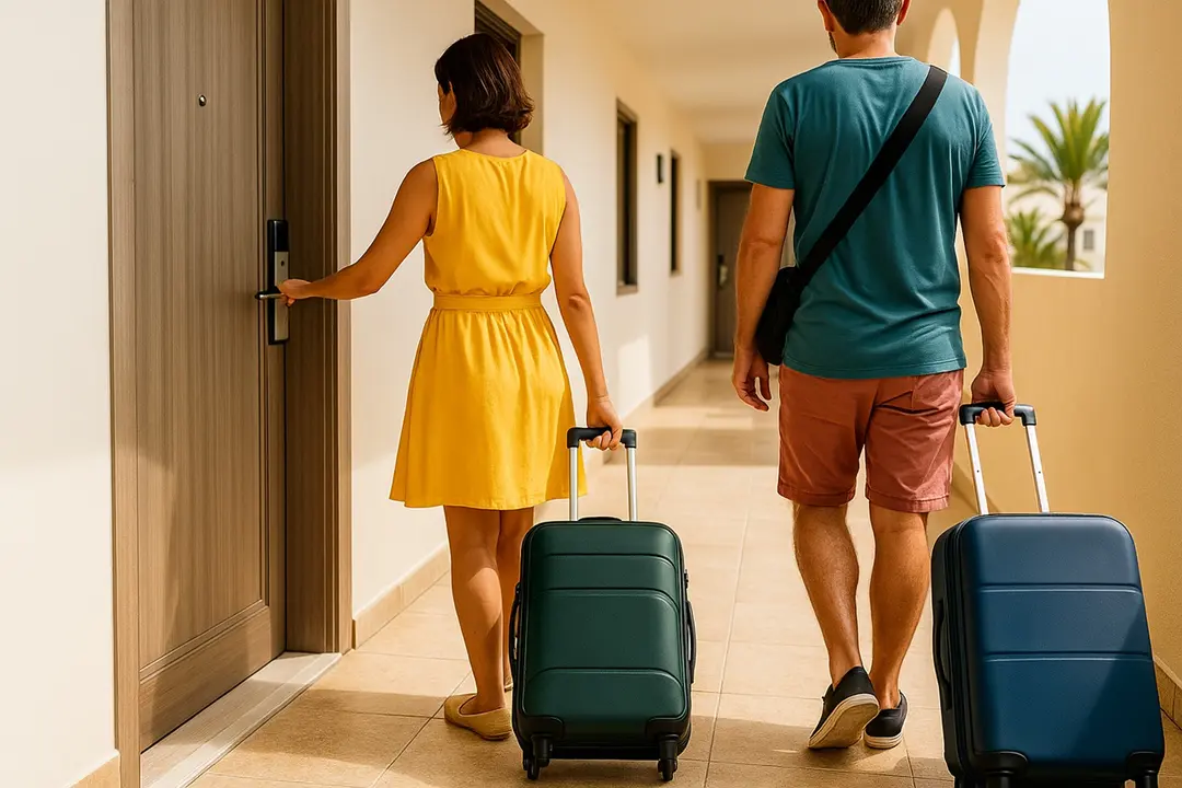 Imagen de turistas en vivienda vacacional, una recreación sin relación con la noticia.
