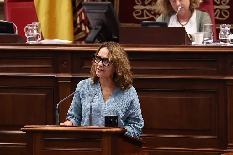 La diputada majorera Rosa Bella Cabrera (PSOE), en el pleno del Parlamento de Canarias el 9 de julio de 2025.