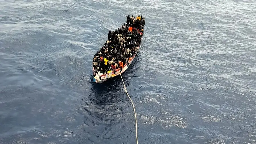 La Guardamar Urania de Salvamento Marítimo rescató el cayuco, el 24 de agosto de 2025.