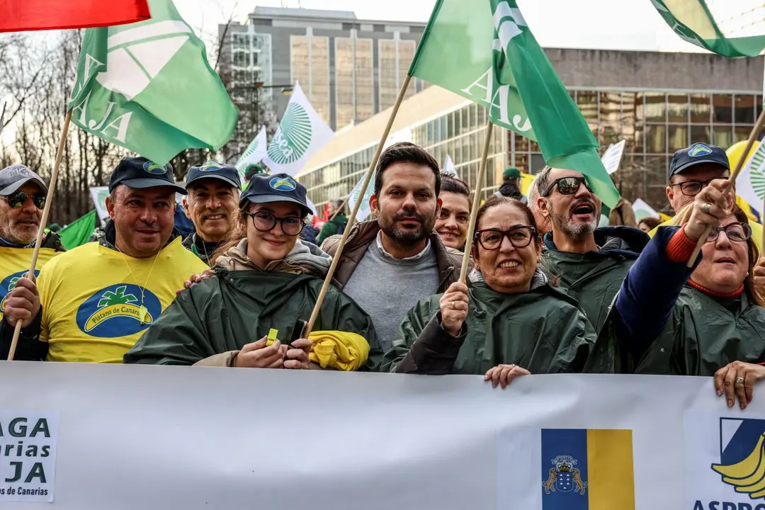 Protestas del sector primario canario en Bruselas.