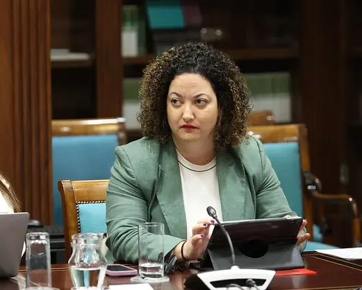 Jana Gonz&aacute;lez, en la Comisi&oacute;n de Obras P&uacute;blicas, Transportes y Vivienda del Parlamento de Canarias.