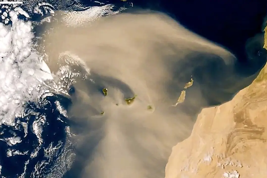 La calima llega en Semana Santa, en como ilustran las im&aacute;genes del sat&eacute;lite EUMETSAT.