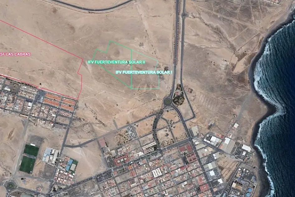 Parcelas de los parques solares Fuerteventura Solar I y II, de 2,4 y 2,5 MW de potencia.