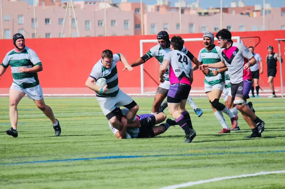 Momento de la final de 2026 de la Liga Canaria de Rugby XV, en Risco Prieto.