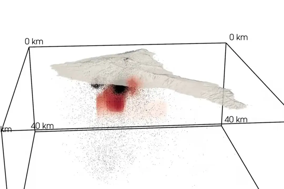 Imagen tridimensional de la estructura de magma bajo la isla de Tenerife.