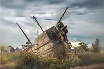El gale&oacute;n del parque Baku, antes del incendio de 2019. Imagen de Andrea Almeida, Pixabay