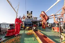 Cubierta de uno de los buques de la empresa pública tinerfeña Canalink, dedicado al tendido de cables submarinos. 