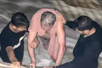 El momento del rescate.