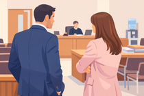 Recreaci&oacute;n de separaci&oacute;n en un juzgado, imagen de generaci&oacute;n propia.