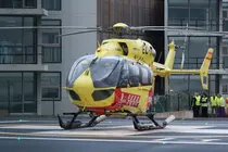 El helic&oacute;ptero de soporte vital avanzado del SUC, en su primer aterrizaje en Fuerteventura, en marzo de 2026.