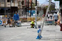 Obras en la calle Primero de Mayo de Puerto del Rosario, en mayo de 2026.