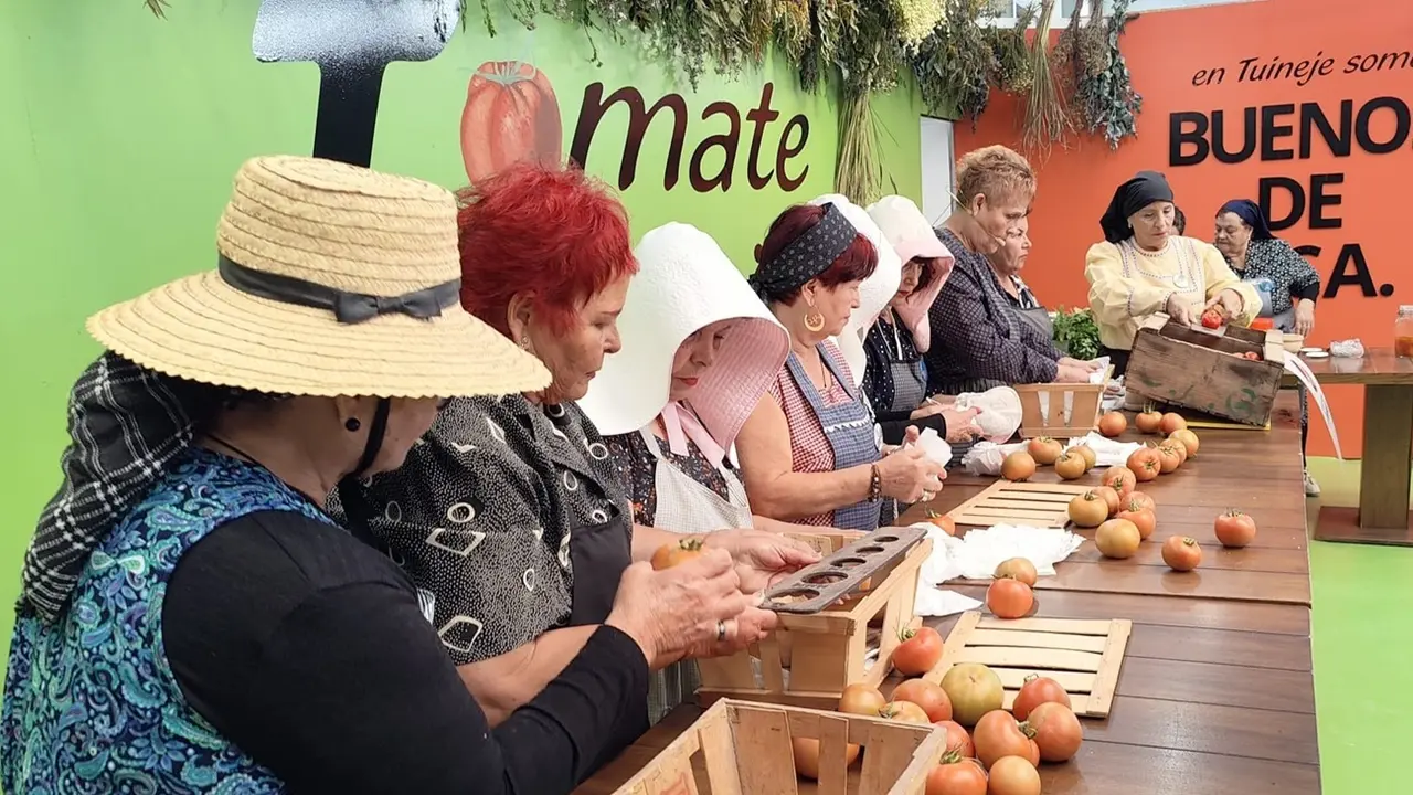 Recreación de la zafra del tomate en Feaga.