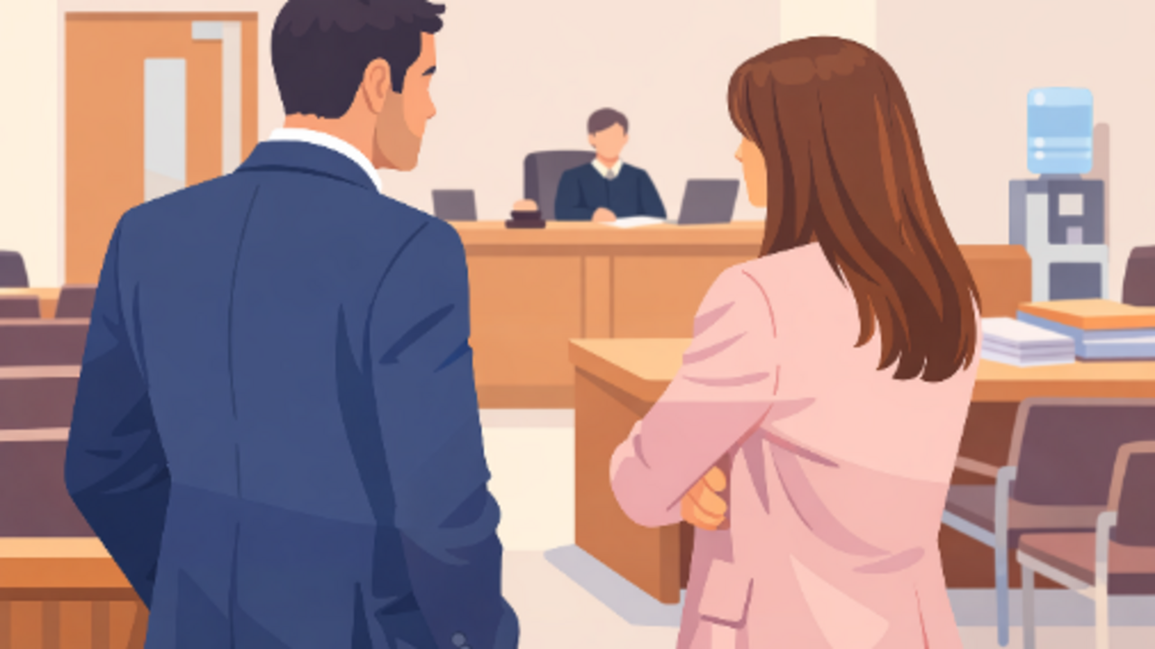 Recreaci&oacute;n de separaci&oacute;n en un juzgado, imagen de generaci&oacute;n propia.