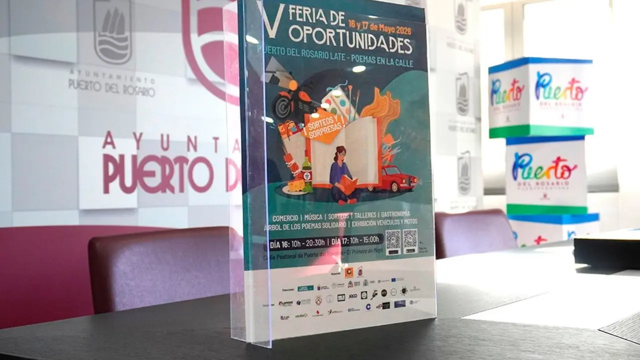 El cartel de la V Feria de Oportunidades | &copy;Fuerteventura Digital, Ada Chac&oacute;n.