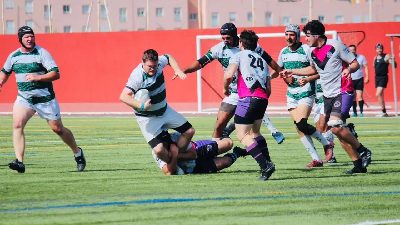 Momento de la final de 2026 de la Liga Canaria de Rugby XV, en Risco Prieto.