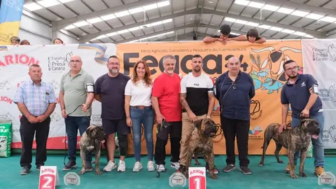 Podio en el certamen de perros de Feaga.