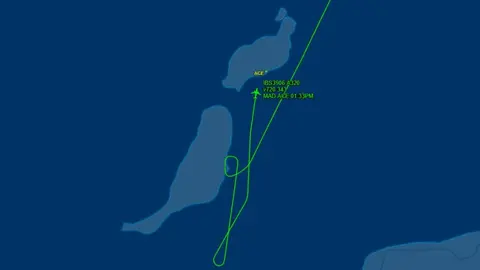 Recorrido del avión desviado (Fuente: flightaware.com).