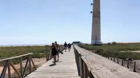 Pasarela de acceso la playa sobre el Saladar de Jandía.