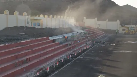 Obras en el Campo de Fútbol de La Lajita.