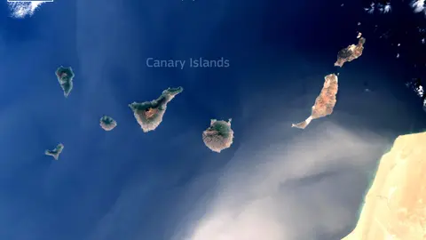 Calima en diciembre de 2023 (Imagen por satélite - Créditos UE, Copernicus Sentinel-3).