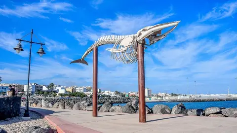 Escultura creada a partir del varamiento de un rorcual tropical, en 2006 en aguas de Fuerteventura.(Imagen de Turism de Puerto del Rosario).