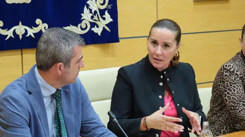 Lola García y Manuel Domínguez, en la visita de este al Cabildo (1)