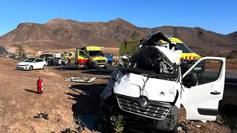 Accidente con cinco heridos, ocurrido en Fuerteventura (Imagen de 112 Canarias).