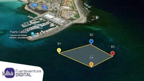 Imagen de la zona balizada para motos de agua, en el proyecto de Gestión Puerto Castillo S.L.