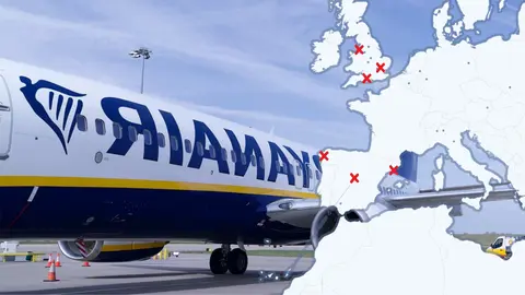 Vuelos de Ryanair de Fuerteventura a Europa.