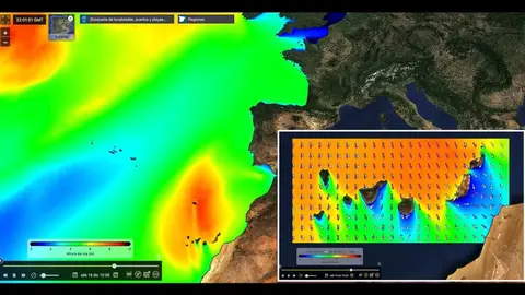Imagen de la Borrasca Emilia de AEMET Canarias.