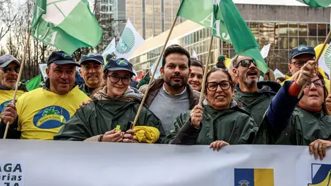 Protestas del sector primario canario en Bruselas.