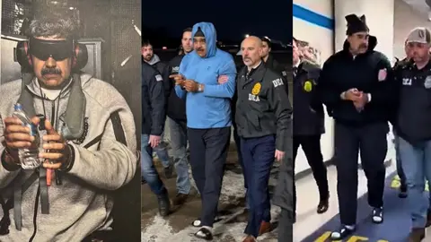 Las im&aacute;genes de Maduro difundidas en los medios internacionales.