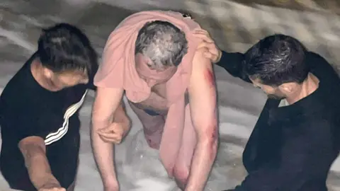 El momento del rescate.