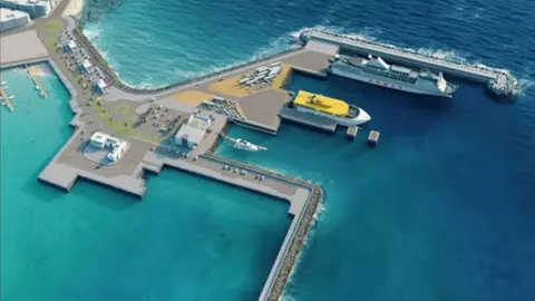 infograf&iacute;a del Muelle de Corralejo, en su versi&oacute;n difundida en 2021