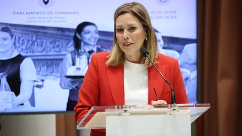 Astrid P&eacute;rez, en la jornada del Parlamento dedicada a las mujeres trabajadoras.
