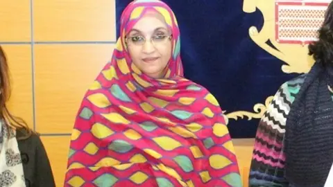 Aminetu Haidar, en el Cabildo Insular, en 2014 (Archivo de Fuerteventura Digital)