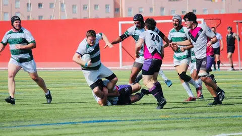 Momento de la final de 2026 de la Liga Canaria de Rugby XV, en Risco Prieto.