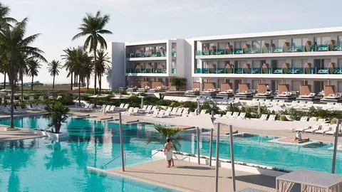 Recreaci&oacute;n de la apariencia final del Hotel Elba de Corralejo, en una imagen difundida por la cadena para comercializar el complejo.