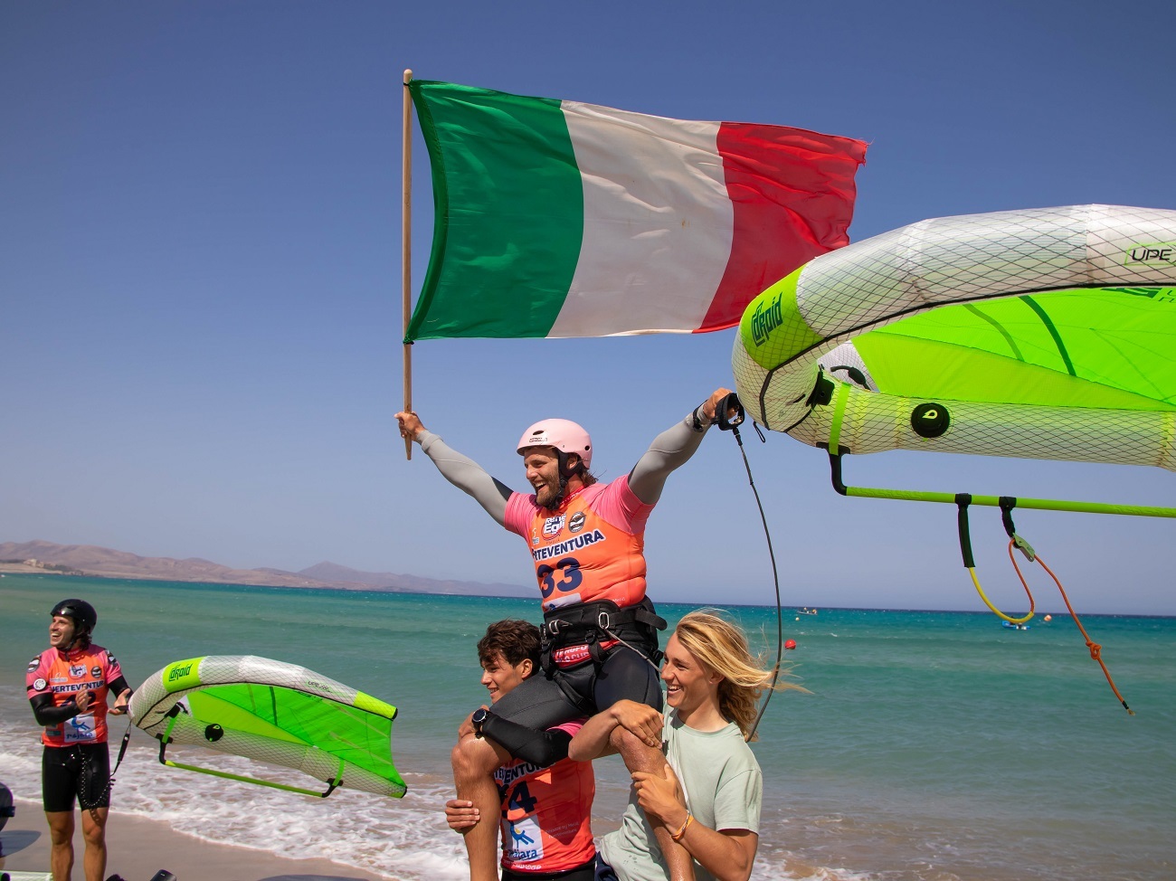 Capuzzo se impuso en la final de Wingfoil Freefly-Slalom (Imagen de Fuerteventura World Cup).