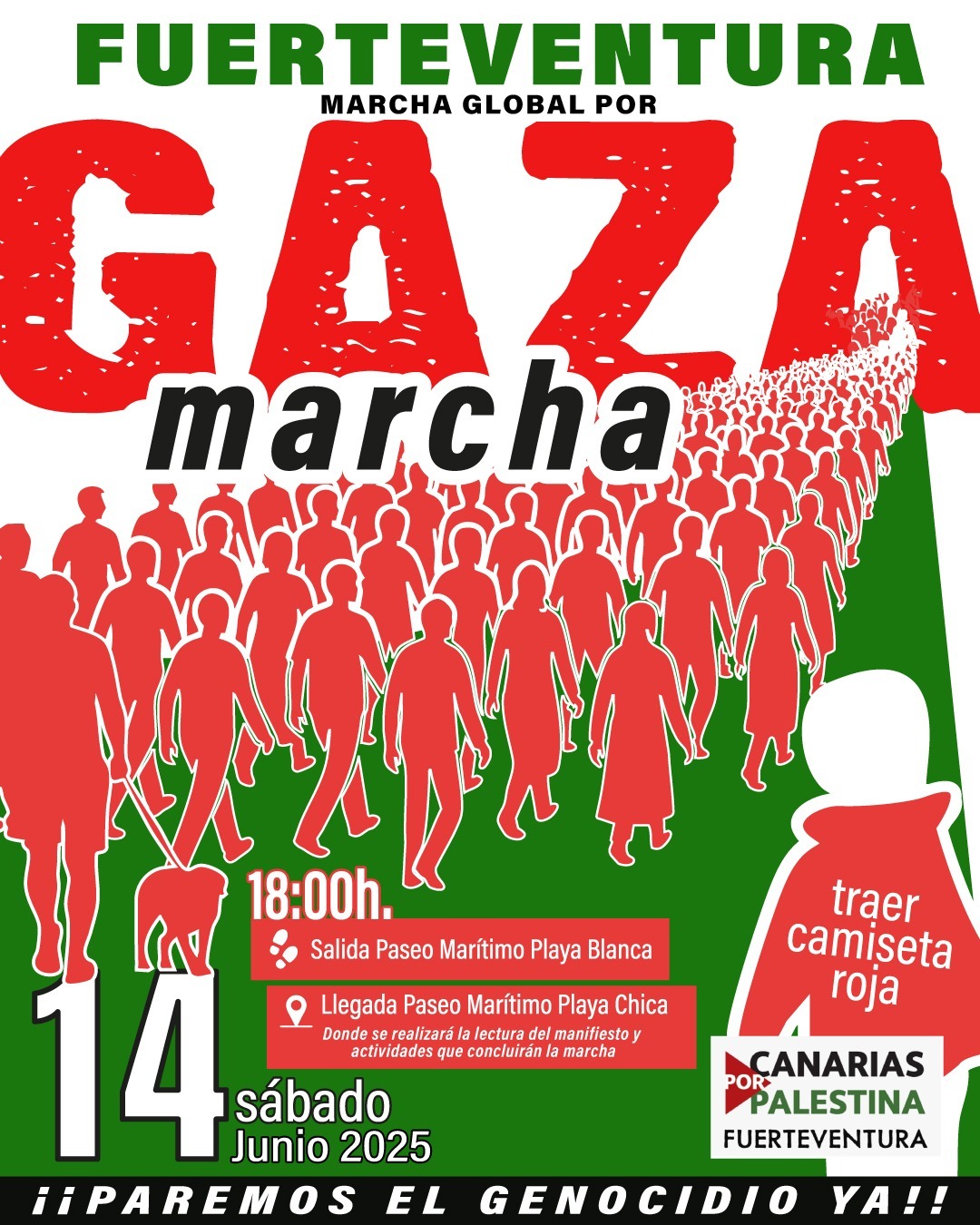Cartel de la marcha en favor de Gaza.