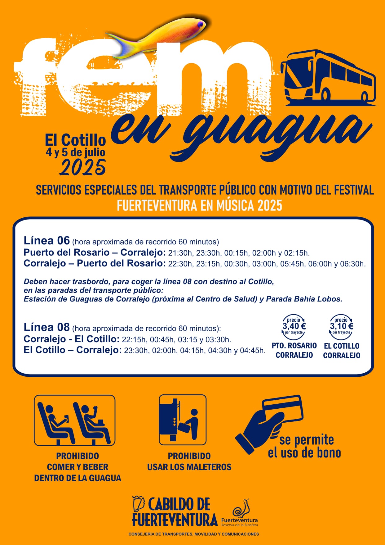 Servicio de guaguas del FEM 2025.