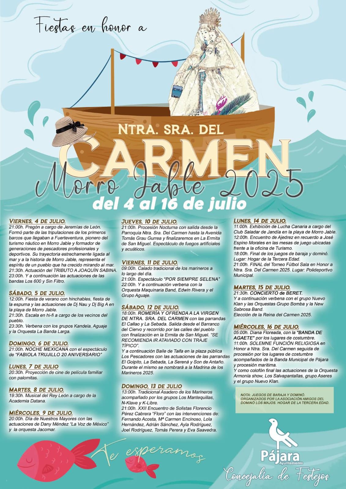 Cartel de las Fiestas del Carmen de Morro Jable 2025.