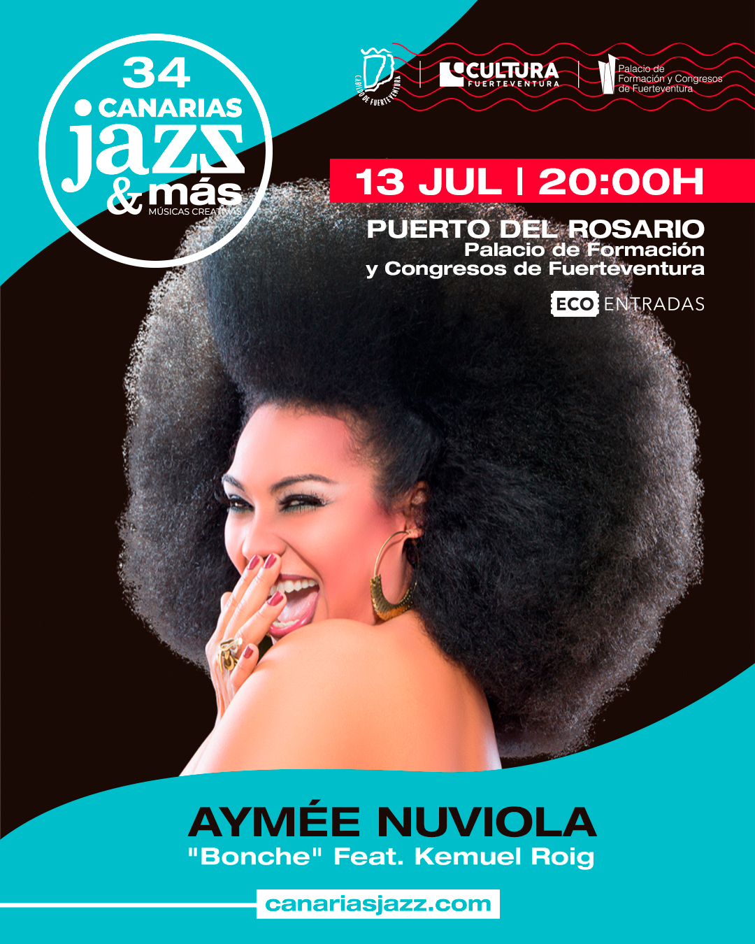 Cartel de Aymée Nuviola en el festival Canarias Jazz & Más.