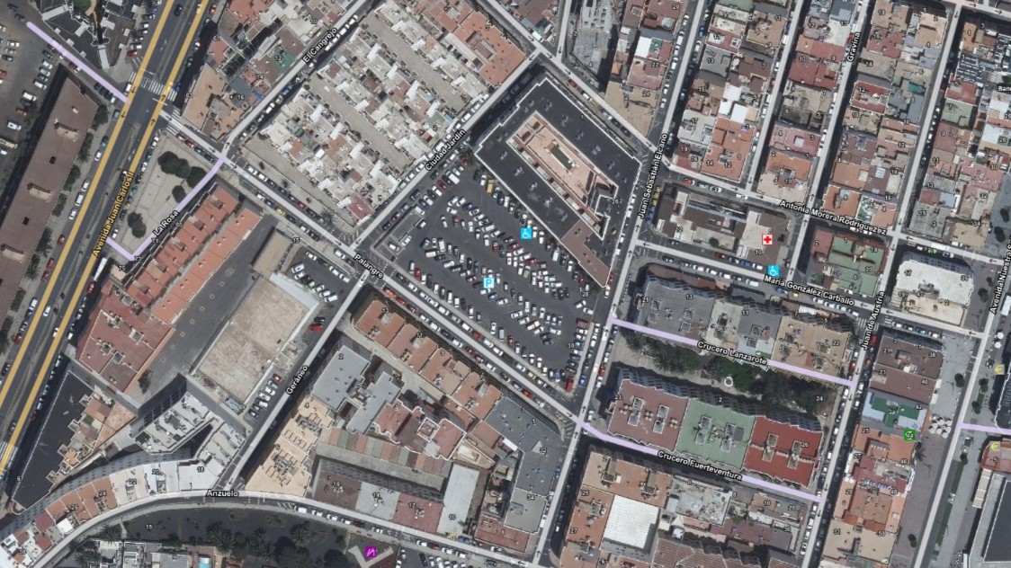 Solar de la calle Palangre en Corralejo, destinado a 77 viviendas públicas.