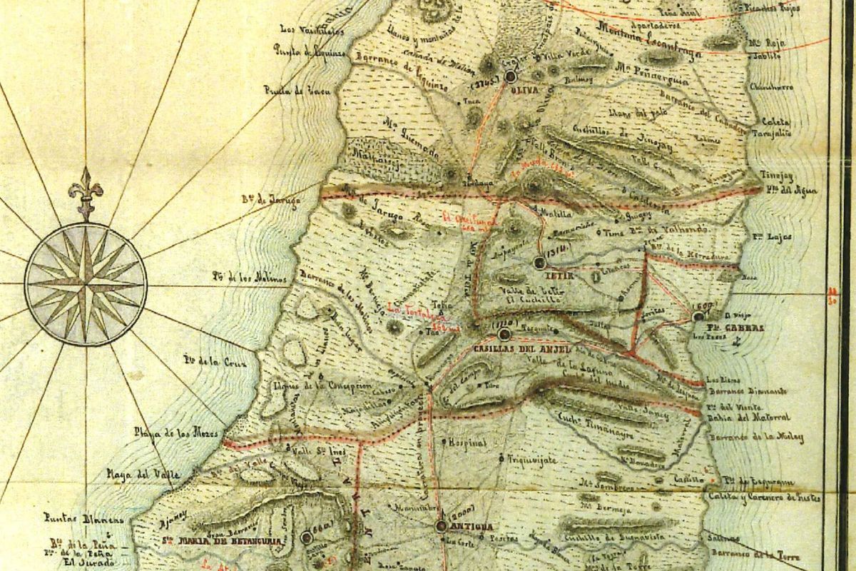 Mapa de Fuerteventura en 1883.