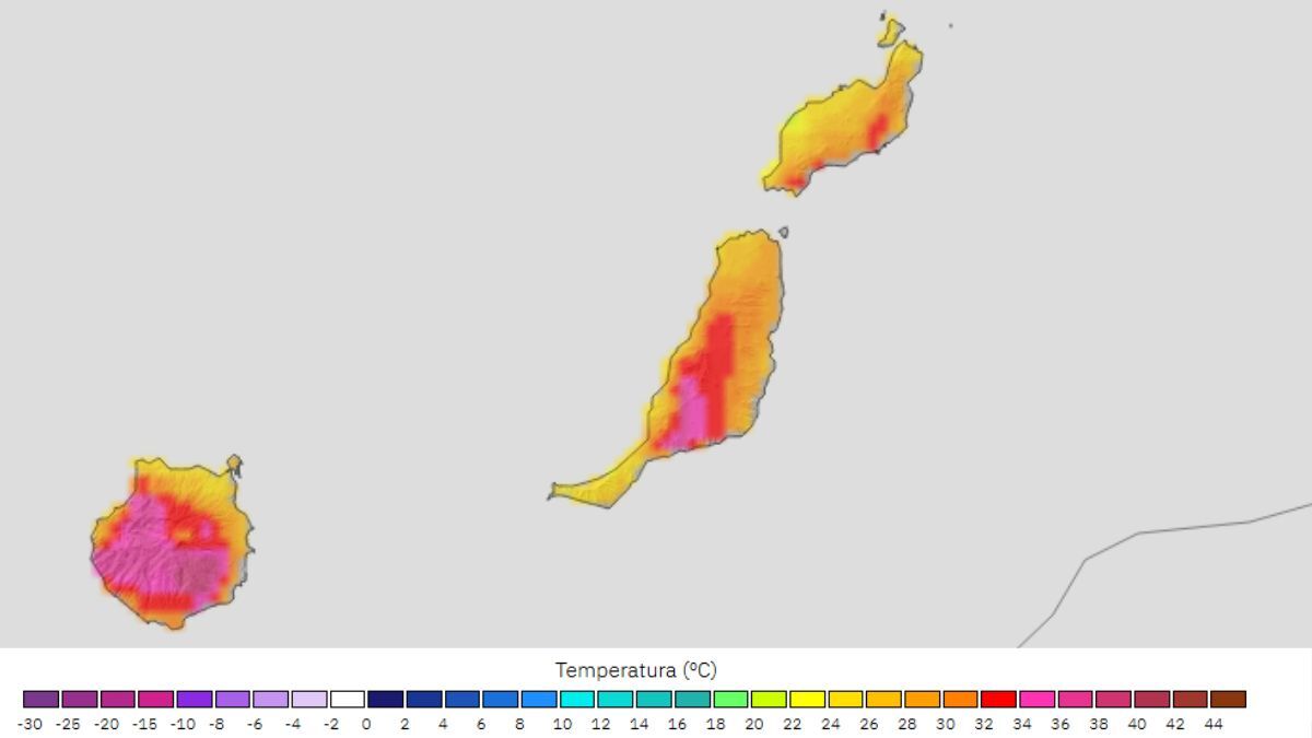 Previsión de temperatura de la AEMET, el domingo 10 de agosto.