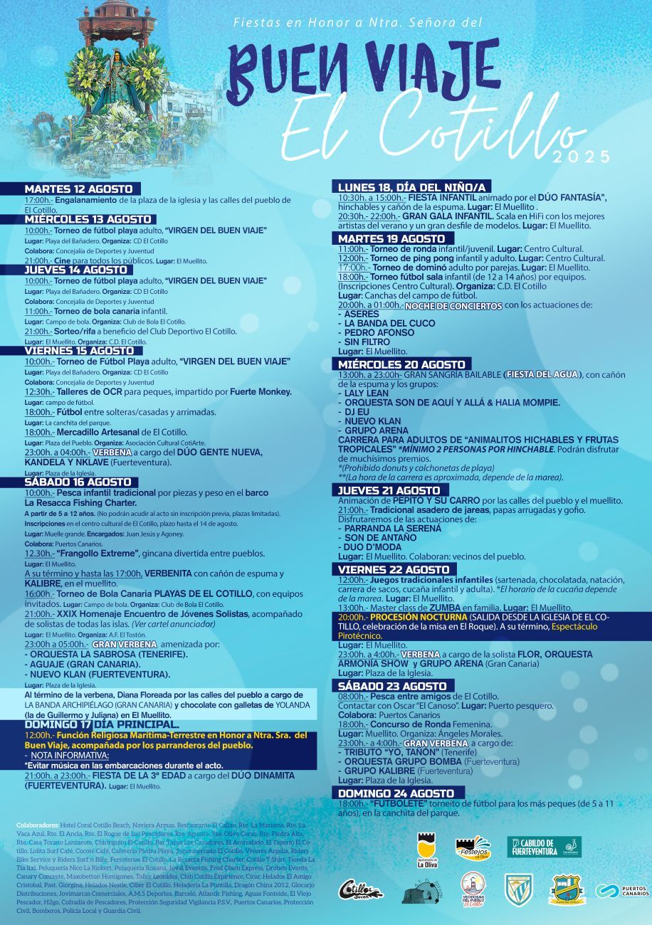Programa de las Fiestas de El Cotillo 2025.