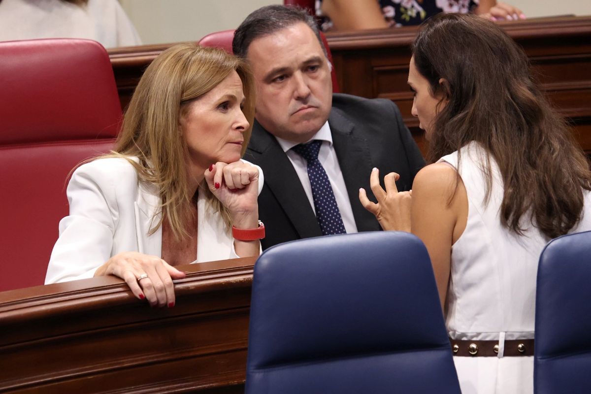 La consejera de Turismo y diputados del PP.