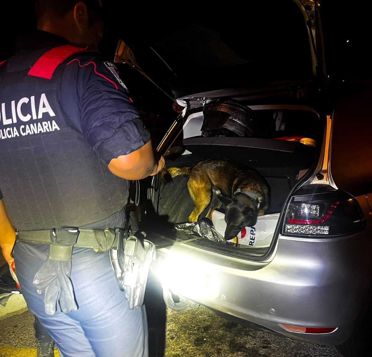 Inspección del Grupo de Guías Caninos de la Policía Canaria en Morro Jable.