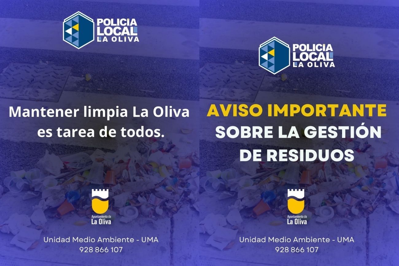 Carteles de la  nueva campaña de residuos de La Oliva.
